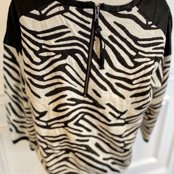 Trouvé Zebra Print Faux Leather Knit Sweater Sz S - Picture 2 of 8